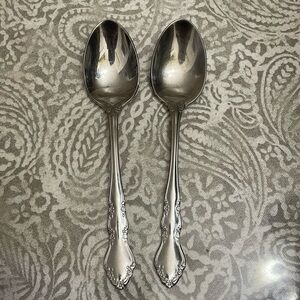2 Retroneu stainless steel‎ tablespoons 18-8 Korea flower pattern